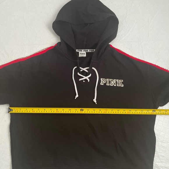 Victoria’s Secret Rose Bling black lace up sequin hoodie L - Picture 12 of 14